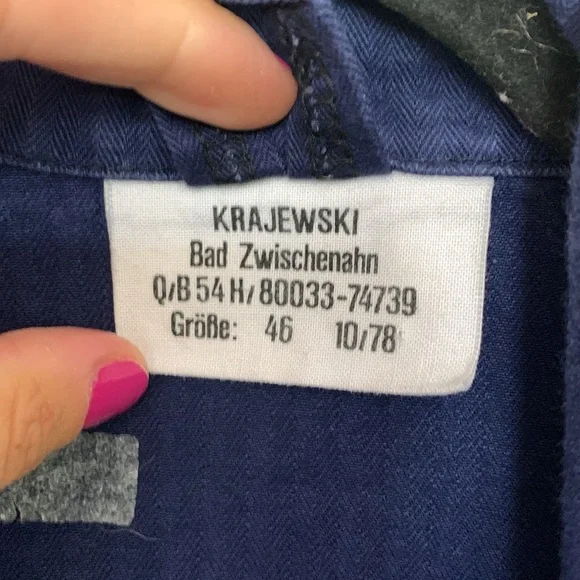 Artist coveralls, jumpsuit, patches and paint, drawstring bottoms, button up